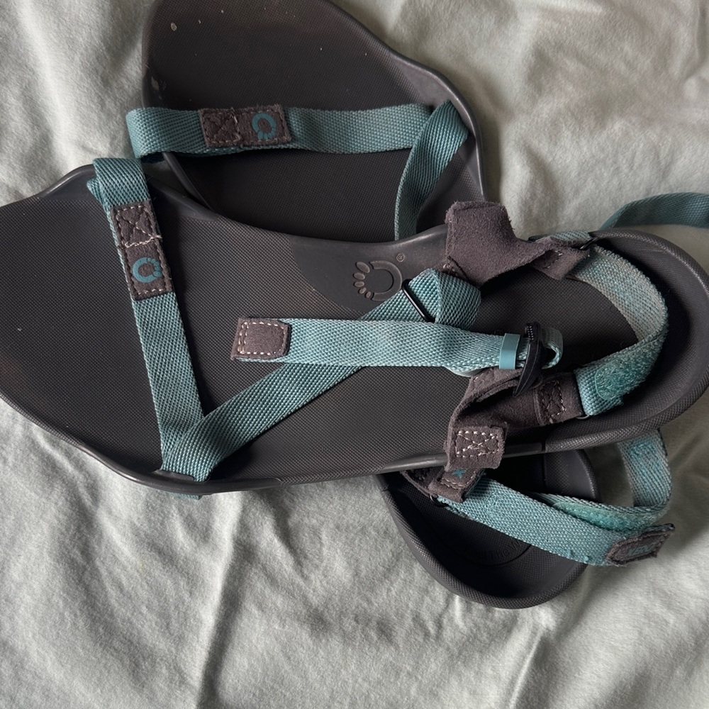 Teal and Black Strappy Sandals